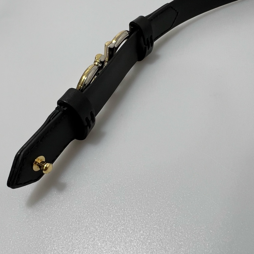 Salvatore Ferragamo Gancini Buckle Belt Black Gold Women’s 75/30 - Picture 6 of 6